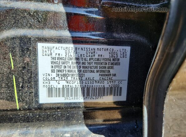 3N1AB8CV1MY263231 2021 NISSAN SENTRA Black VIN კოდის სტიკერის ხედი