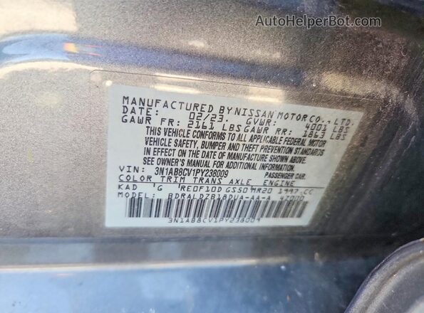 3N1AB8CV1PY238009 2023 NISSAN SENTRA Gray Engine compartment view