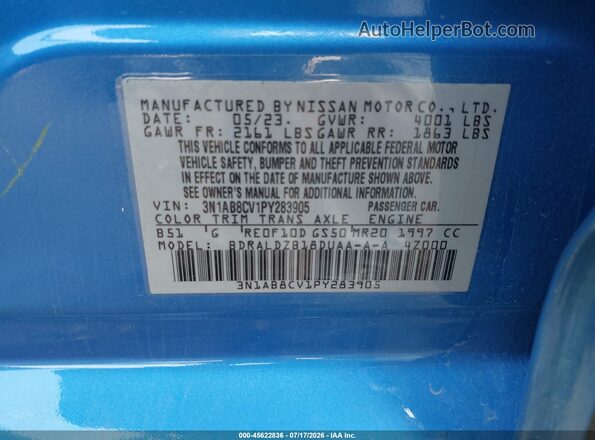 3N1AB8CV1PY283905 2023 NISSAN SENTRA Blue Widok komory silnika