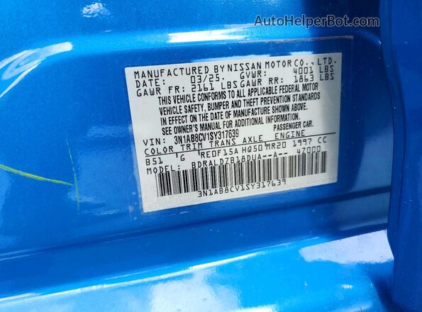 3N1AB8CV1SY317639 2025 NISSAN SENTRA Blue Вид підкапотного простору