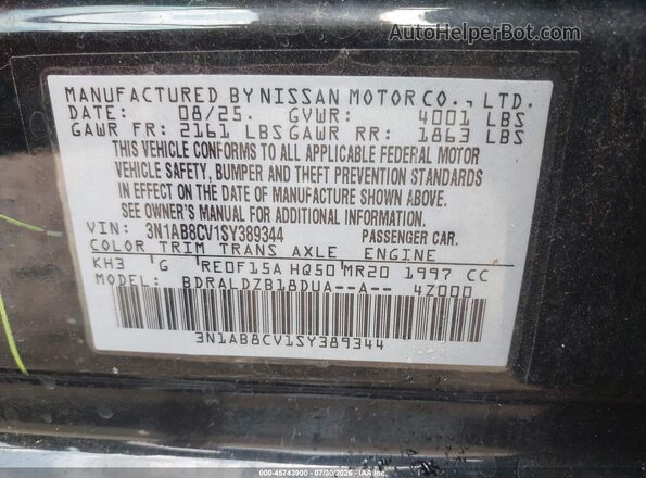3N1AB8CV1SY389344 2025 NISSAN SENTRA Black ძრავის განყოფილების ხედი