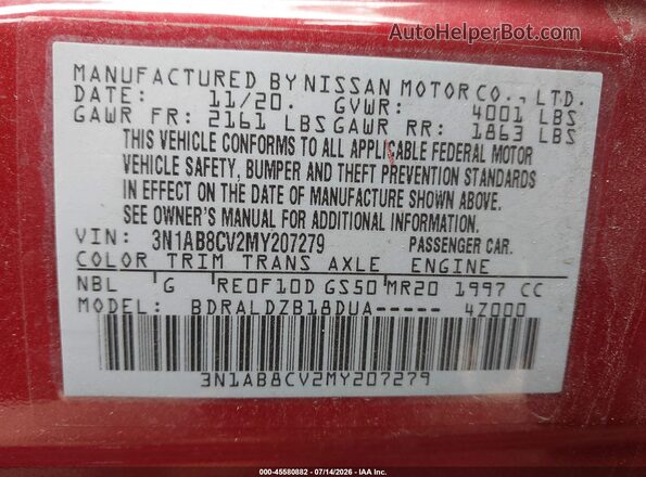 3N1AB8CV2MY207279 2021 NISSAN SENTRA Red Вид підкапотного простору
