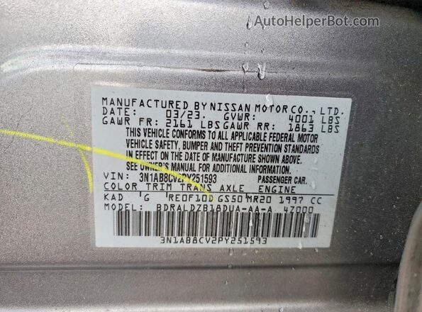 3N1AB8CV2PY251593 2023 NISSAN SENTRA Серый Вид подкапотного пространства