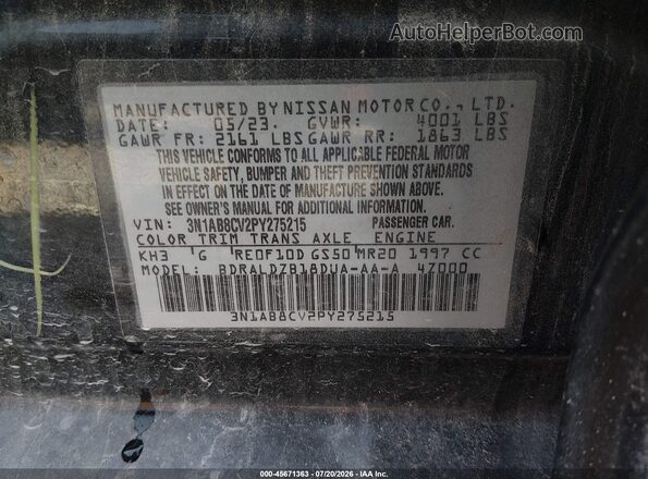 3N1AB8CV2PY275215 2023 NISSAN SENTRA Black ძრავის განყოფილების ხედი