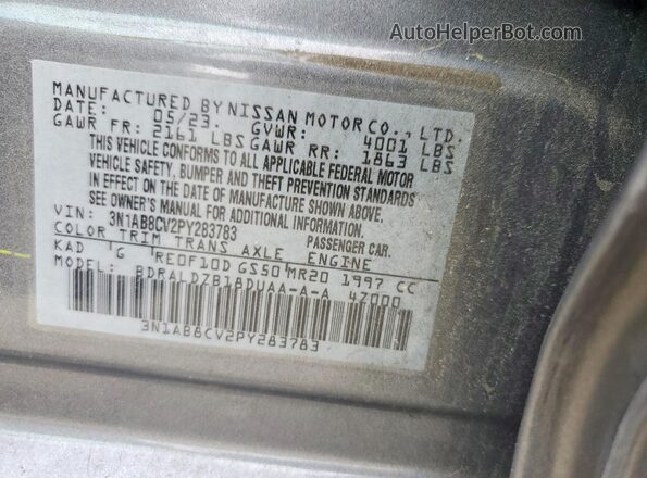 3N1AB8CV2PY283783 2023 NISSAN SENTRA Gray ძრავის განყოფილების ხედი