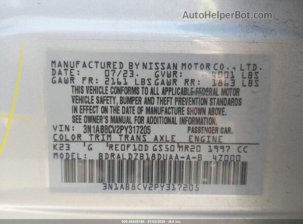 3N1AB8CV2PY317205 2023 NISSAN SENTRA Silver Вид підкапотного простору