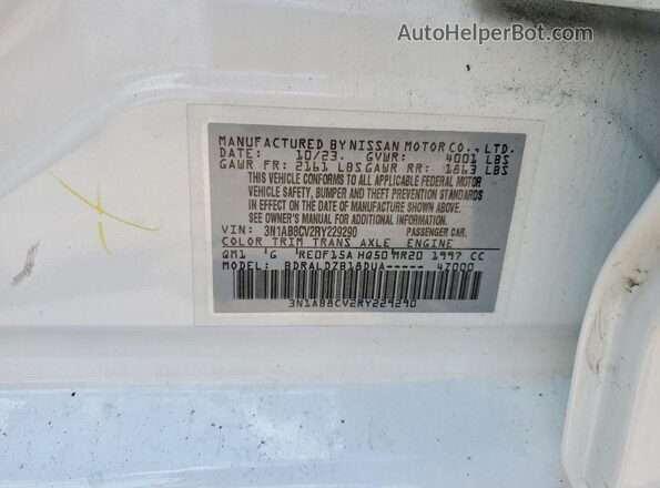 3N1AB8CV2RY229290 2024 NISSAN SENTRA White VIN კოდის სტიკერის ხედი