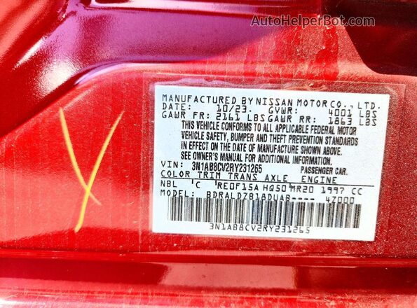 3N1AB8CV2RY231265 2024 NISSAN SENTRA Red Engine compartment view