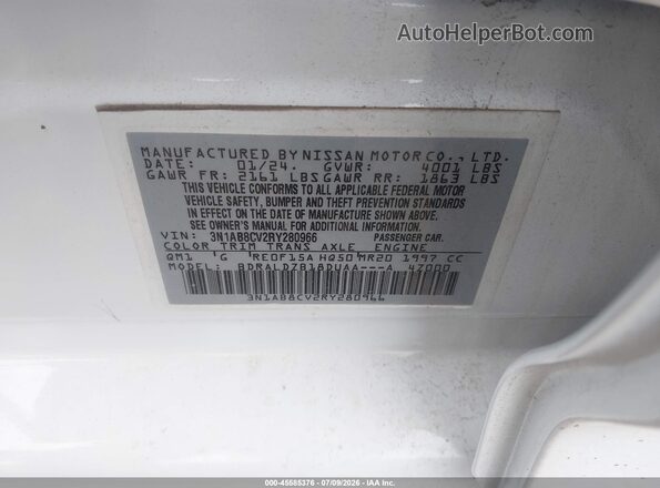 3N1AB8CV2RY280966 2024 NISSAN SENTRA Белый Вид подкапотного пространства
