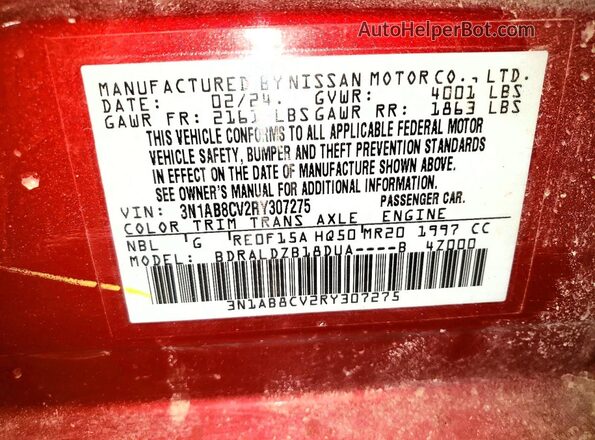 3N1AB8CV2RY307275 2024 NISSAN SENTRA Red ძრავის განყოფილების ხედი