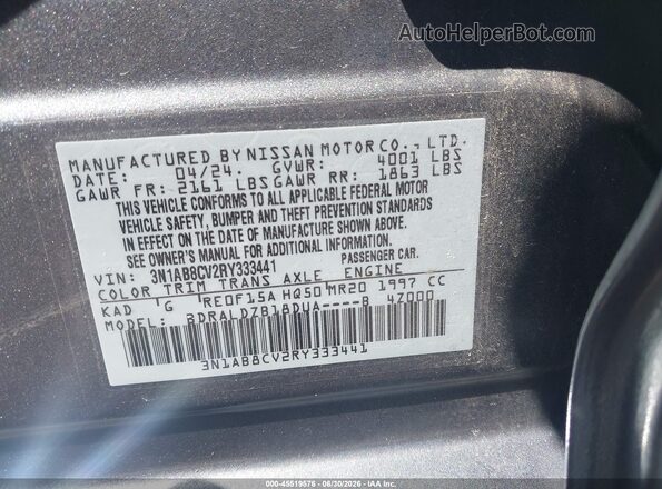 3N1AB8CV2RY333441 2024 NISSAN SENTRA Gray Vista del compartimento del motor