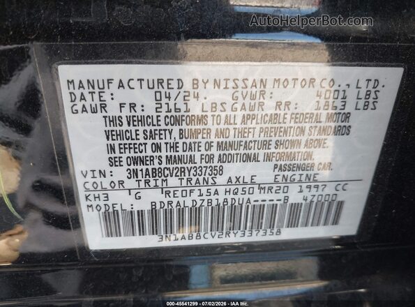 3N1AB8CV2RY337358 2024 NISSAN SENTRA Black ძრავის განყოფილების ხედი