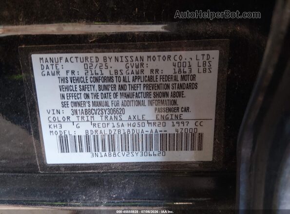 3N1AB8CV2SY306620 2025 NISSAN SENTRA Black Engine compartment view