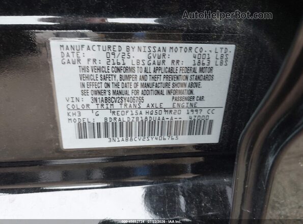 3N1AB8CV2SY406765 2025 NISSAN SENTRA Black Vista del compartimento del motor