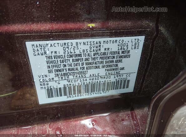 3N1AB8CV2SY406927 2025 NISSAN SENTRA Purple ძრავის განყოფილების ხედი