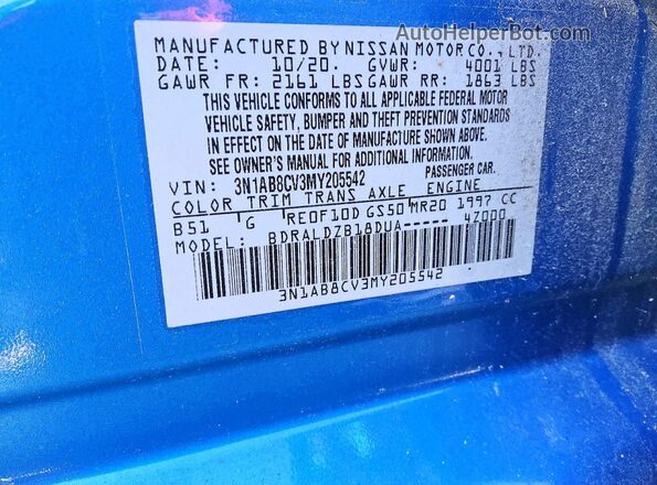 3N1AB8CV3MY205542 2021 NISSAN SENTRA Blue Widok komory silnika