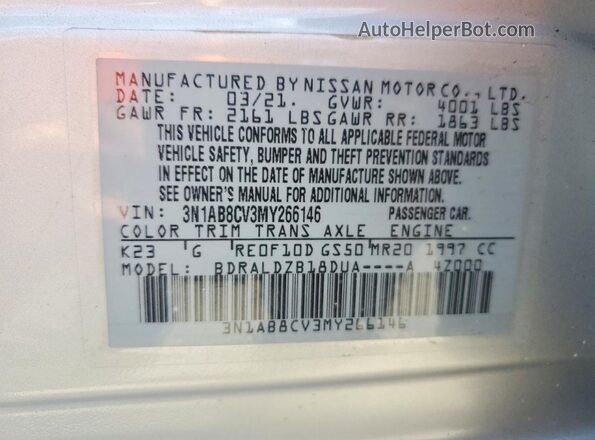 3N1AB8CV3MY266146 2021 NISSAN SENTRA Silver Engine compartment view