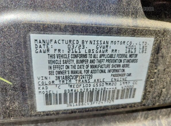 3N1AB8CV3PY247729 2023 NISSAN SENTRA Gray Widok komory silnika