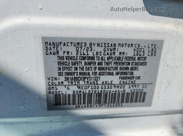 3N1AB8CV3PY311221 2023 NISSAN SENTRA Белый Вид подкапотного пространства