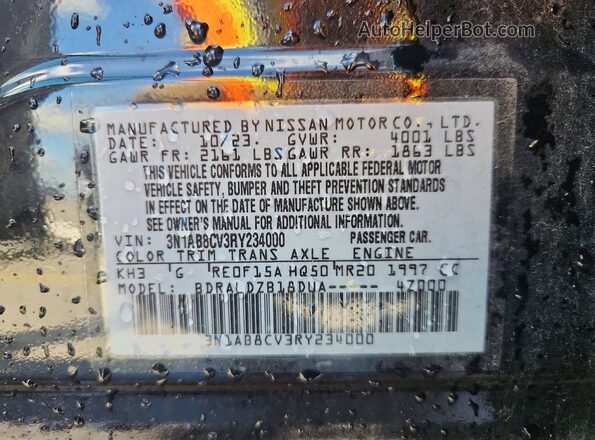 3N1AB8CV3RY234000 2024 NISSAN SENTRA Black VIN კოდის სტიკერის ხედი