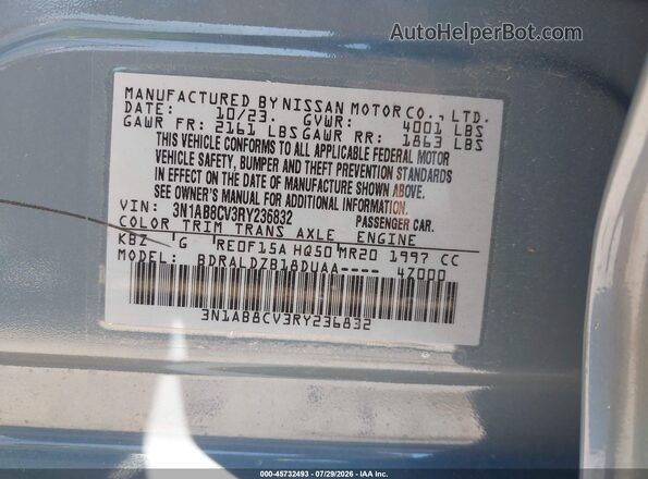 3N1AB8CV3RY236832 2024 NISSAN SENTRA Gray Vista del compartimento del motor
