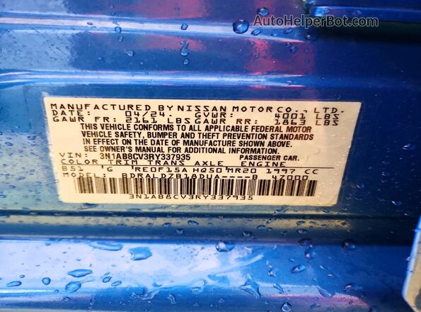 3N1AB8CV3RY337935 2024 NISSAN SENTRA Blue ძრავის განყოფილების ხედი