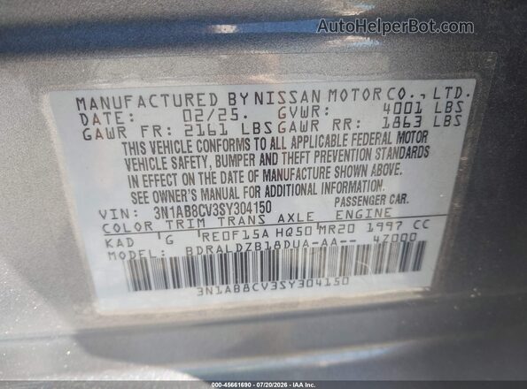 3N1AB8CV3SY304150 2025 NISSAN SENTRA Gray Engine compartment view