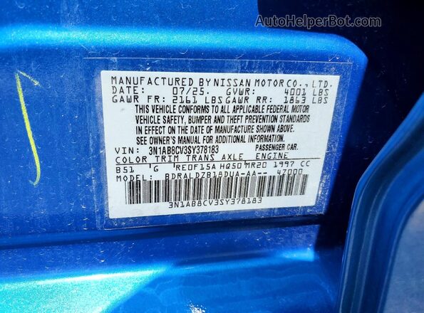 3N1AB8CV3SY378183 2025 NISSAN SENTRA Blue Շարժիչի բաժամունքի տեսք
