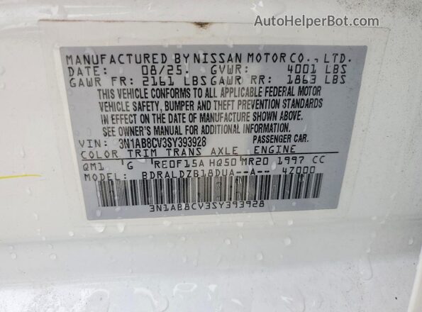 3N1AB8CV3SY393928 2025 NISSAN SENTRA White ძრავის განყოფილების ხედი