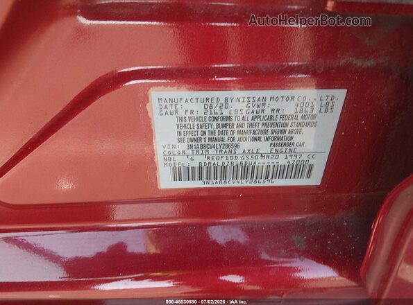 3N1AB8CV4LY286596 2020 NISSAN SENTRA Red Вид підкапотного простору