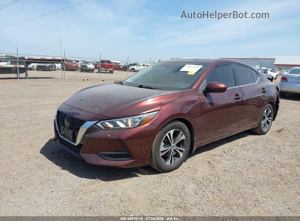 3N1AB8CV4MY328640 2021 NISSAN SENTRA Burgundy Առջևի ձախ երեք քառորդ տեսարան