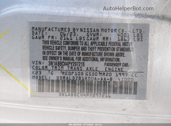 3N1AB8CV4PY297216 2023 NISSAN SENTRA Silver Вид підкапотного простору