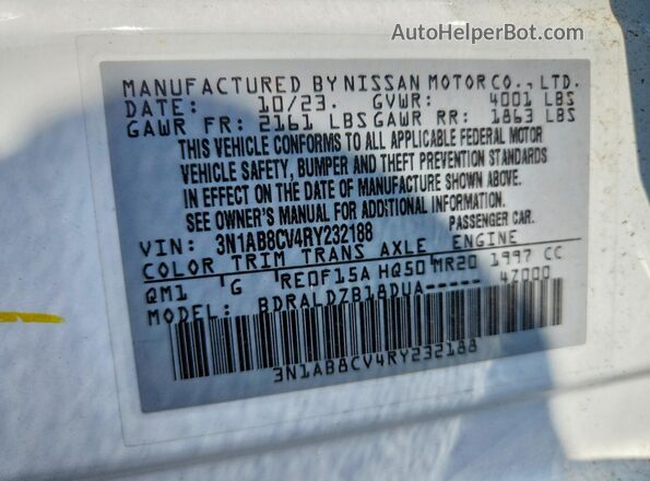 3N1AB8CV4RY232188 2024 NISSAN SENTRA White Engine compartment view