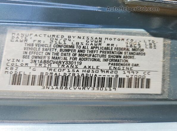 3N1AB8CV4RY330119 2024 NISSAN SENTRA Gray VIN sticker view