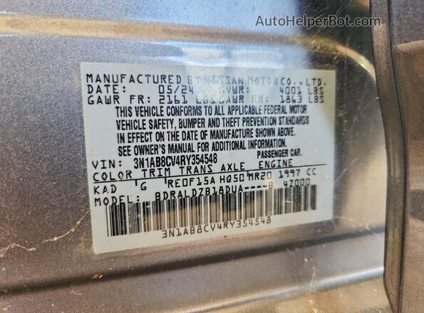 3N1AB8CV4RY354548 2024 NISSAN SENTRA Gray Engine compartment view