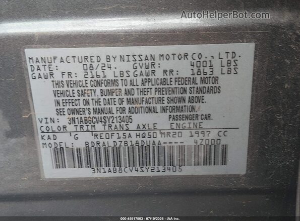3N1AB8CV4SY213405 2025 NISSAN SENTRA Gray Vista del compartimento del motor
