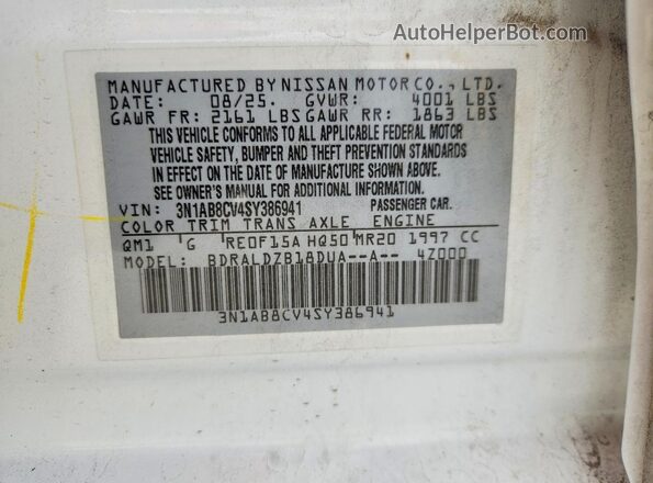 3N1AB8CV4SY386941 2025 NISSAN SENTRA White Widok komory silnika