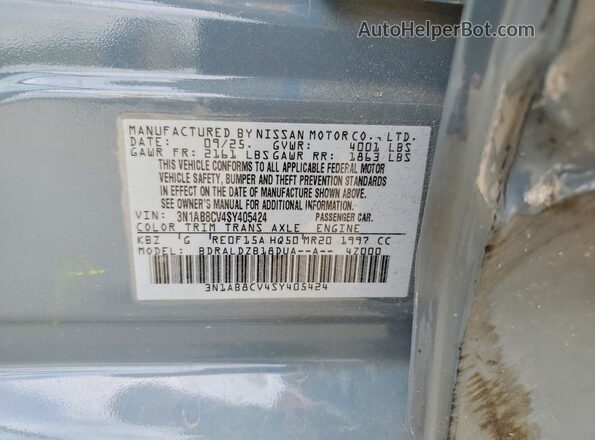 3N1AB8CV4SY405424 2025 NISSAN SENTRA Blue Вид підкапотного простору