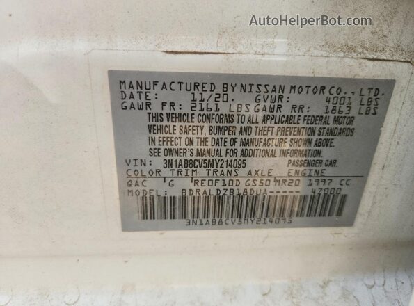 3N1AB8CV5MY214095 2021 NISSAN SENTRA Белый Вид подкапотного пространства
