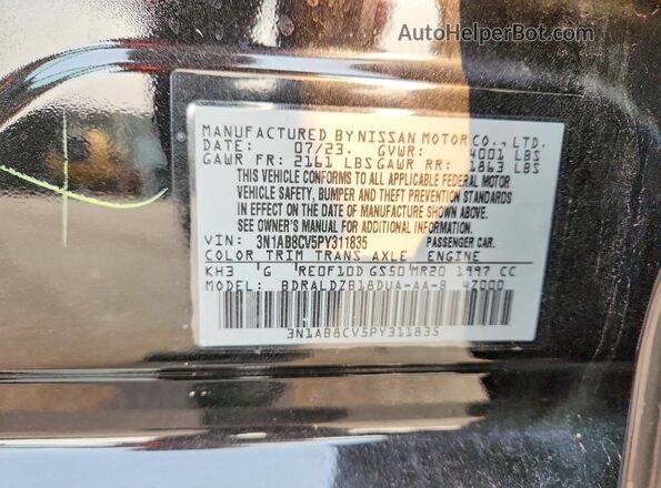 3N1AB8CV5PY311835 2023 NISSAN SENTRA Black Շարժիչի բաժամունքի տեսք