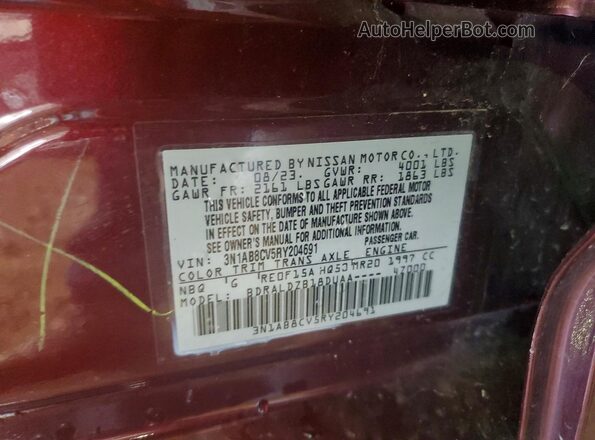 3N1AB8CV5RY204691 2024 NISSAN SENTRA Burgundy VIN sticker view