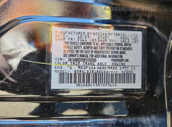 3N1AB8CV5RY229655 2024 NISSAN SENTRA Black VIN կոդի պիտակի տեսք