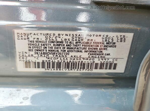 3N1AB8CV5RY357720 2024 NISSAN SENTRA Gray Engine compartment view