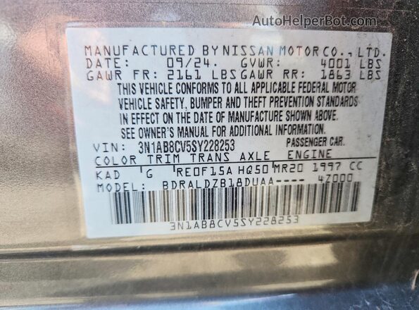 3N1AB8CV5SY228253 2025 NISSAN SENTRA Gray VIN sticker view
