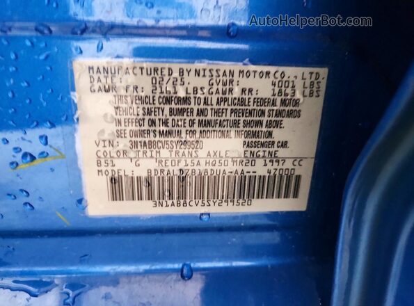 3N1AB8CV5SY299520 2025 NISSAN SENTRA Blue Engine compartment view