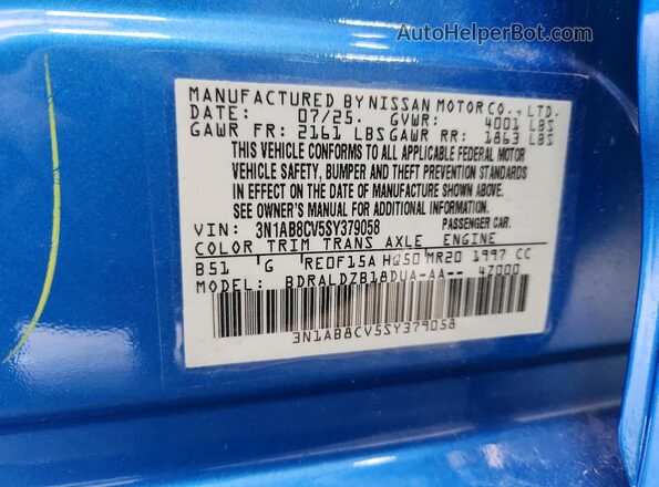 3N1AB8CV5SY379058 2025 NISSAN SENTRA Синий Вид подкапотного пространства