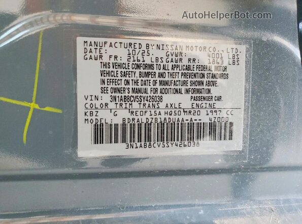 3N1AB8CV5SY426038 2025 NISSAN SENTRA Gray Vista del compartimento del motor