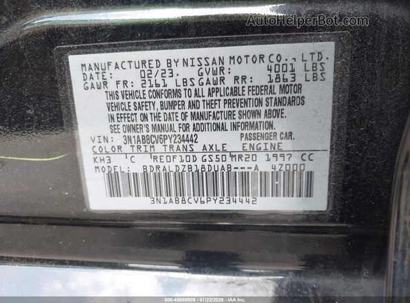 3N1AB8CV6PY234442 2023 NISSAN SENTRA Black Vista del compartimento del motor