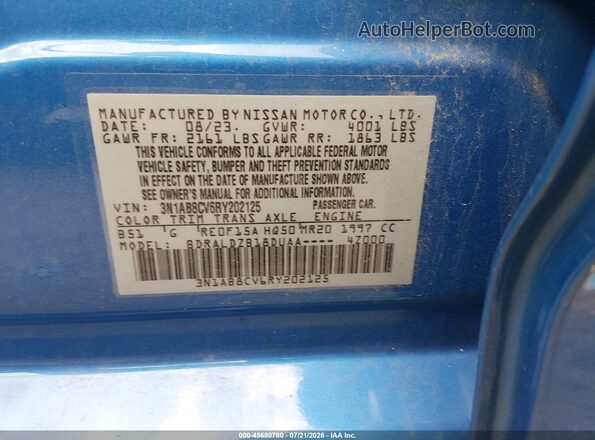 3N1AB8CV6RY202125 2024 NISSAN SENTRA Синий Вид подкапотного пространства