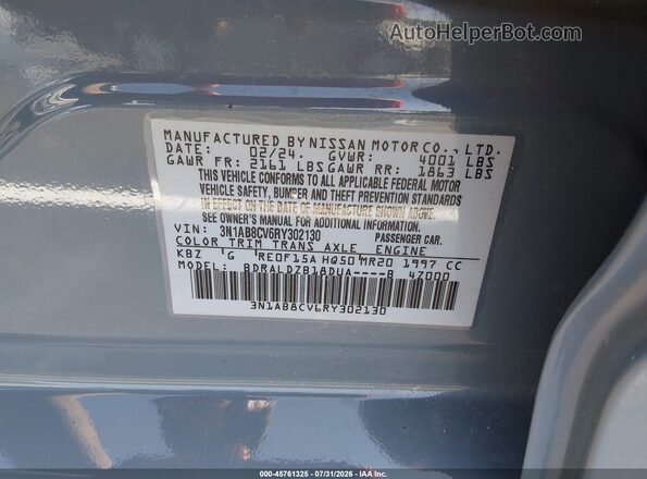 3N1AB8CV6RY302130 2024 NISSAN SENTRA Blue Widok komory silnika